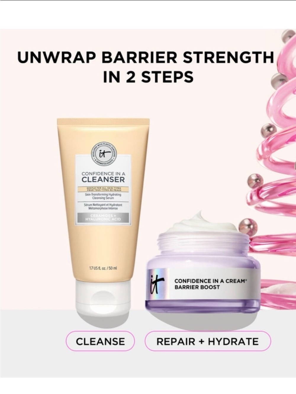 IT Cosmetics Unwrap Skin Barrier Strength Skincare Set Cleanser & Barrier boost - Picture 2 of 6